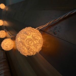 ***SOLD*** White Floral Ball String Lights